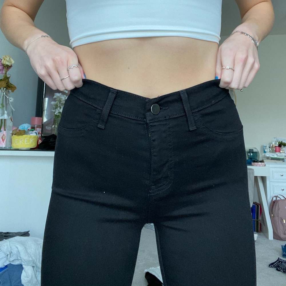super high waisted black skinny jeans